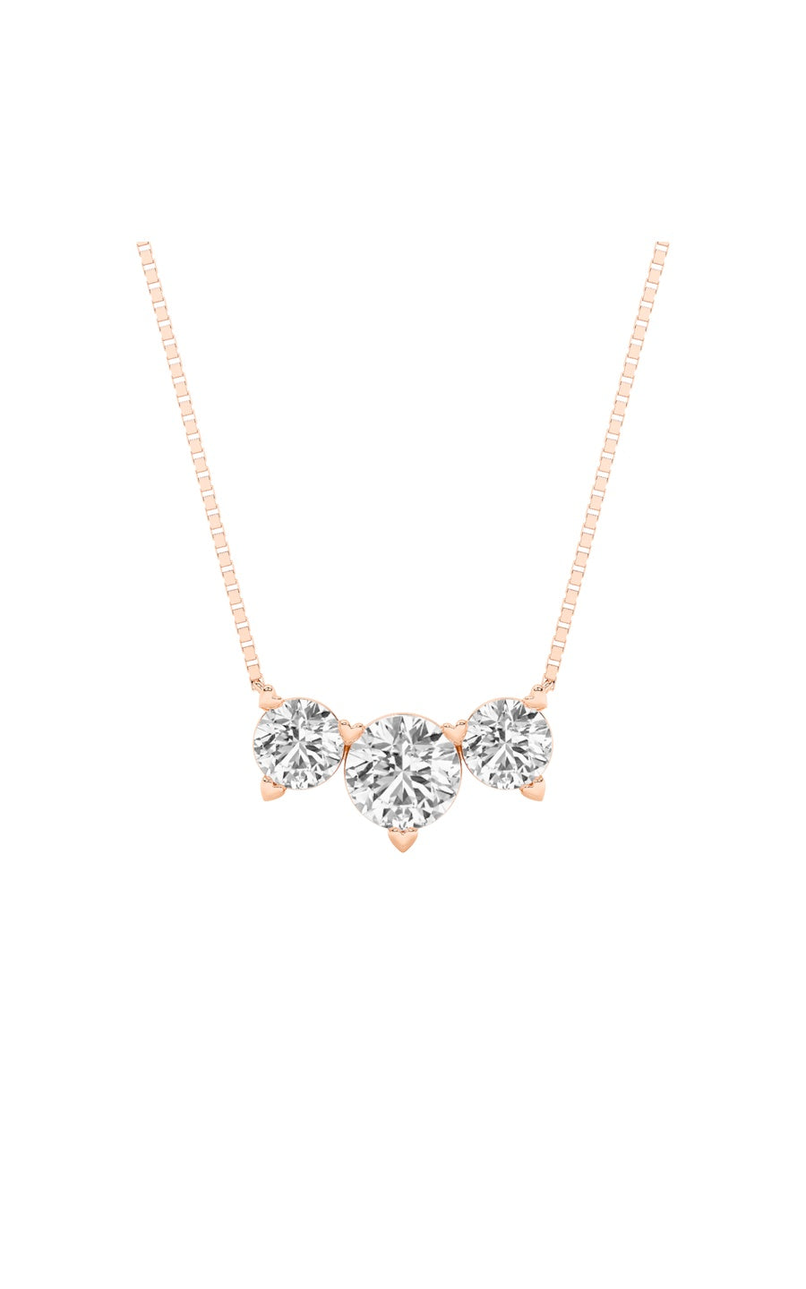2Cttw Round Shaped Lab Grown Diamond (F/VS) ThreeStone Necklace in 14K Gold