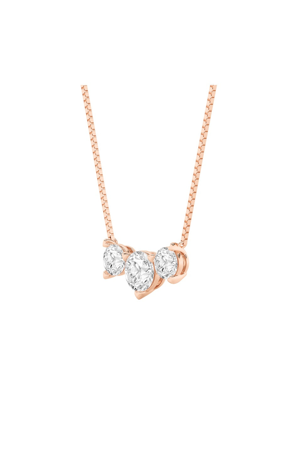 2CTW Round Shaped Lab Grown Diamond (F/VS) Three Stone Necklace in 14K Gold