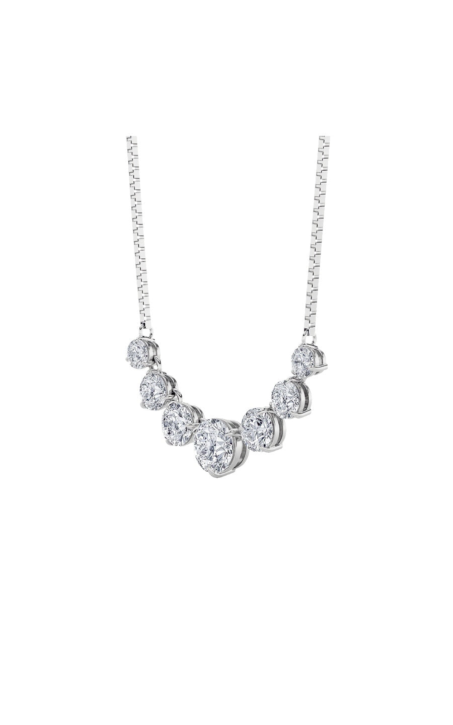 4.5Cttw Round Shaped Lab Grown Diamond (F/VS) Seven Stone Necklace in 14K Gold