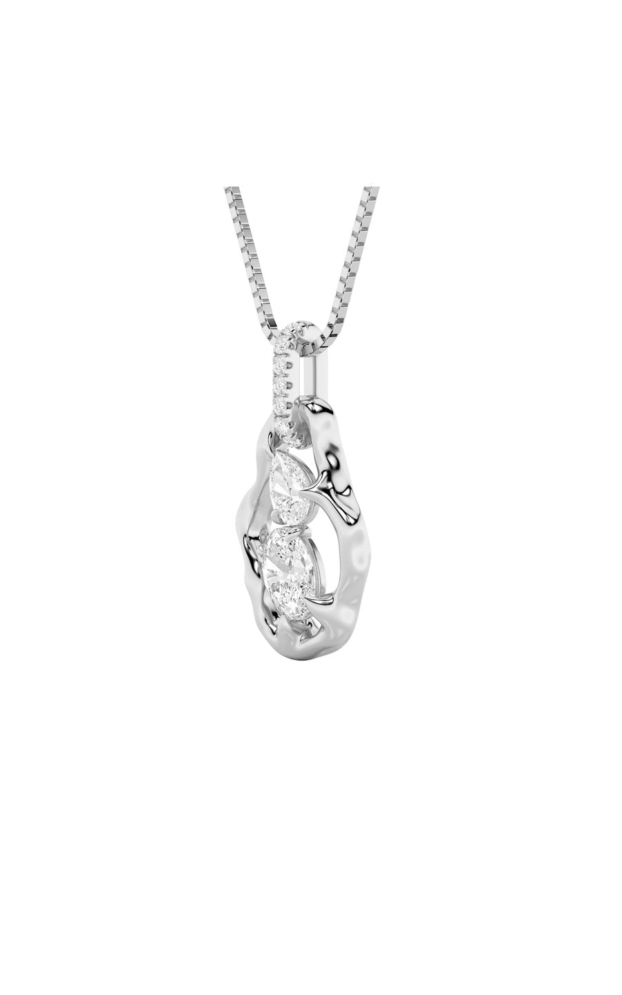 1Cttw Oval Shaped Lab Grown Diamond (F/VS) OrganicDesign Solitaire Pendant in 14K Gold