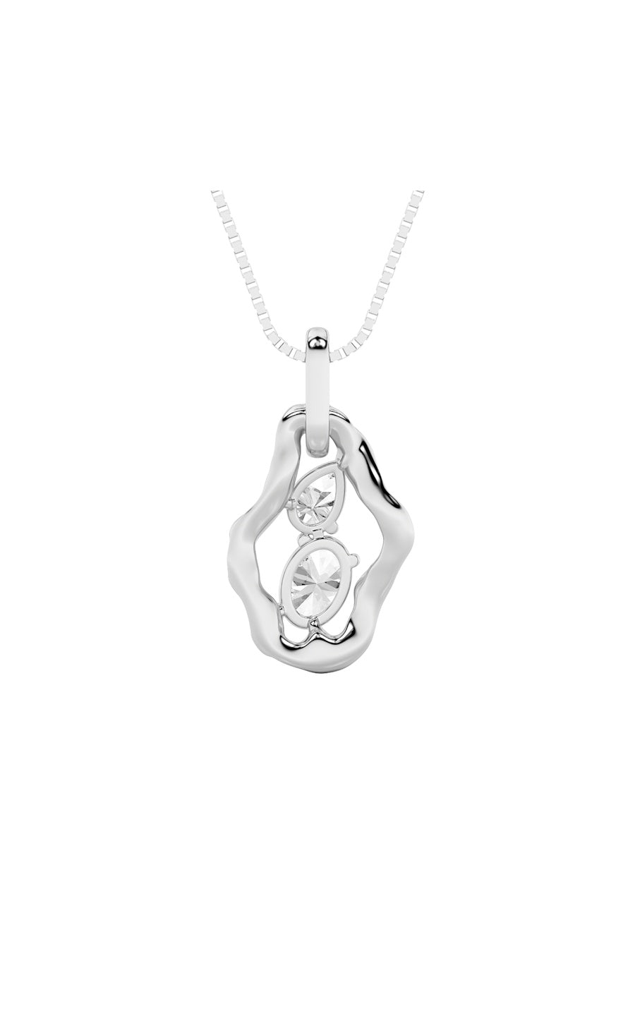 1Cttw Oval Shaped Lab Grown Diamond (F/VS) OrganicDesign Solitaire Pendant in 14K Gold