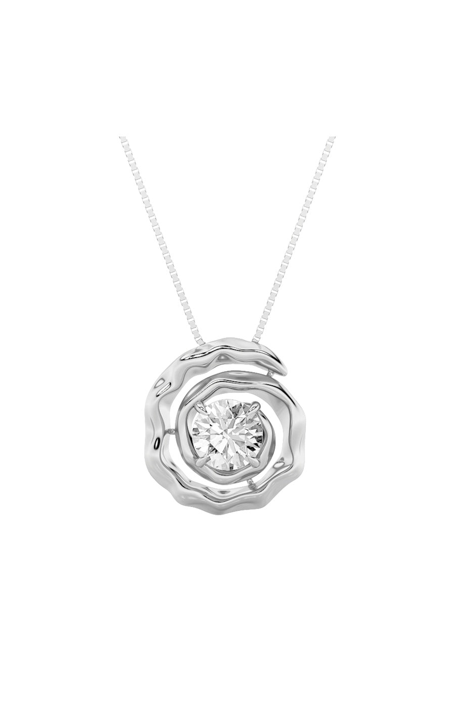 1CTW Round Shaped Lab Grown Diamond (F/VS) Organic Design Solitaire Pendant in 14K Gold