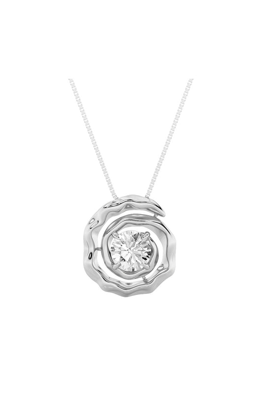 1CTW Round Shaped Lab Grown Diamond (F/VS) Organic Design Solitaire Pendant in 14K Gold