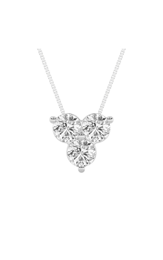 1Cttw Round Shaped Lab Grown Diamond (F/VS) ThreeStone Pendant in 14K Gold