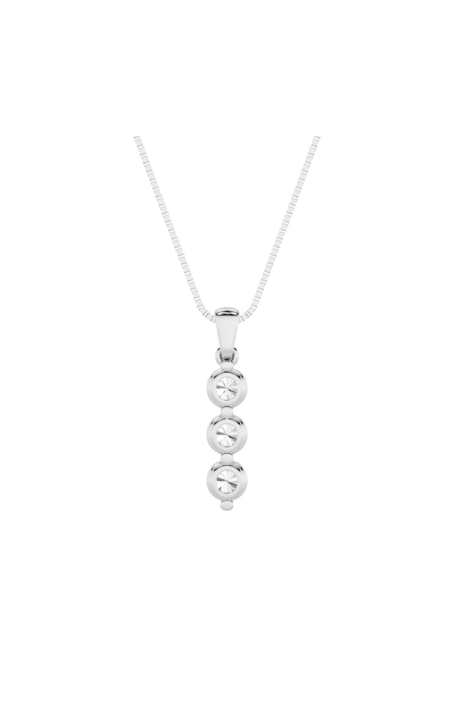 1Cttw Round Shaped Lab Grown Diamond (F/VS) ThreeStone Pendant in 14K Gold