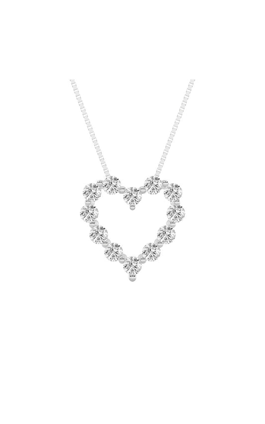 2Cttw Round Shaped Lab Grown Diamond (F/VS) HeartShaped Pendant in 14K Gold
