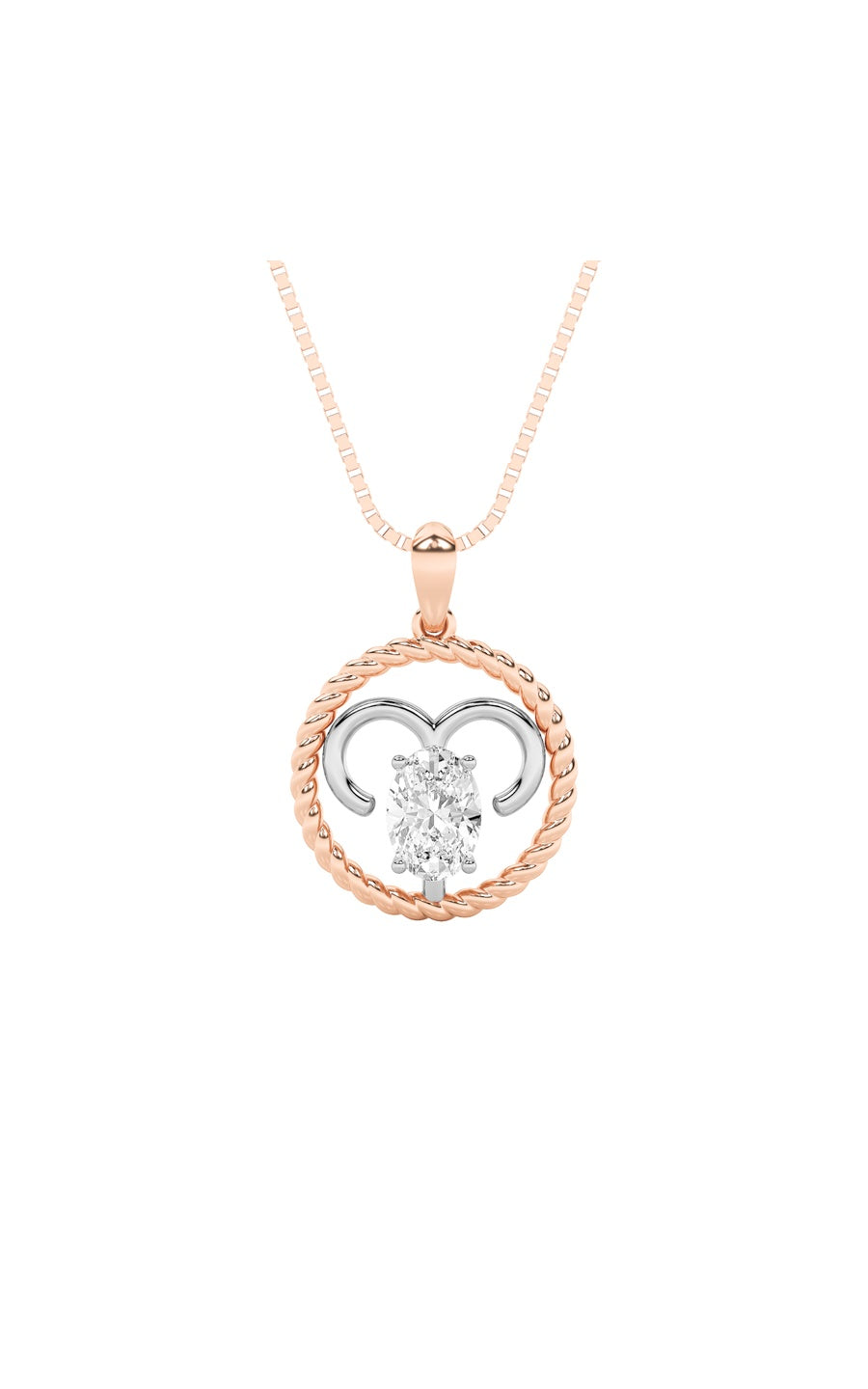 1Cttw Oval Shaped Lab Grown Diamond (F/VS) ZodiacPendant in 14K Gold
