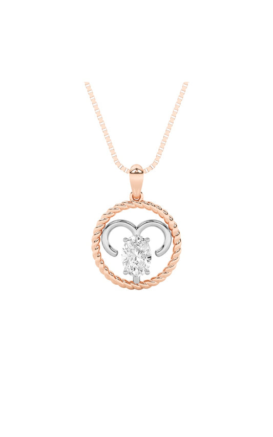 1Cttw Oval Shaped Lab Grown Diamond (F/VS) ZodiacPendant in 14K Gold
