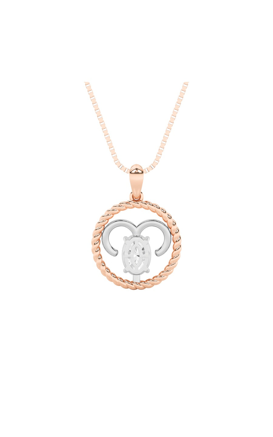 1Cttw Oval Shaped Lab Grown Diamond (F/VS) ZodiacPendant in 14K Gold
