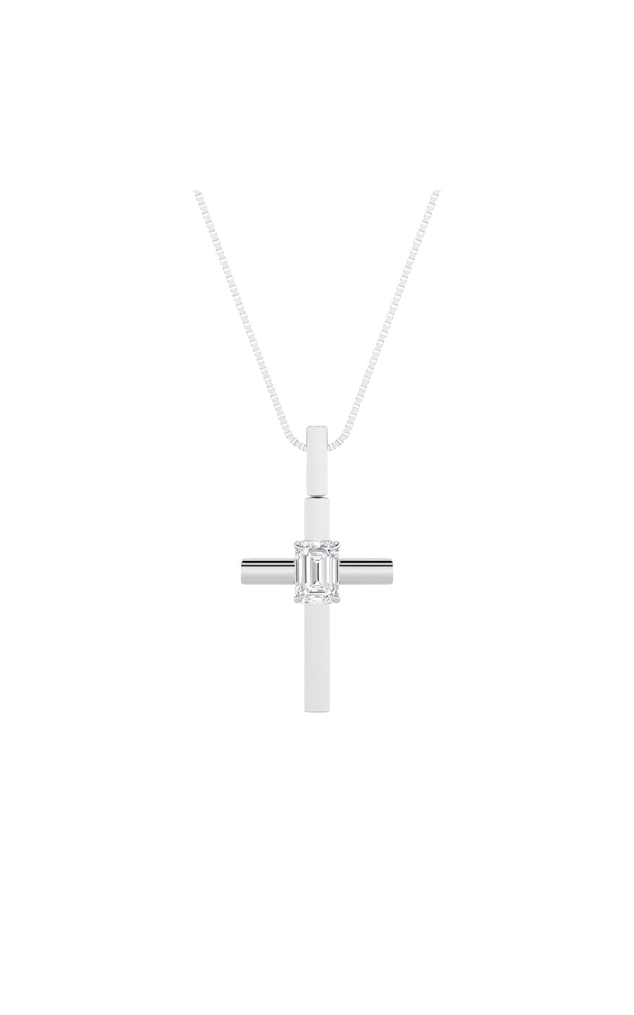 0.5Cttw Emerald Shaped Lab Grown Diamond (F/VS) Cross Pendant in 14K Gold