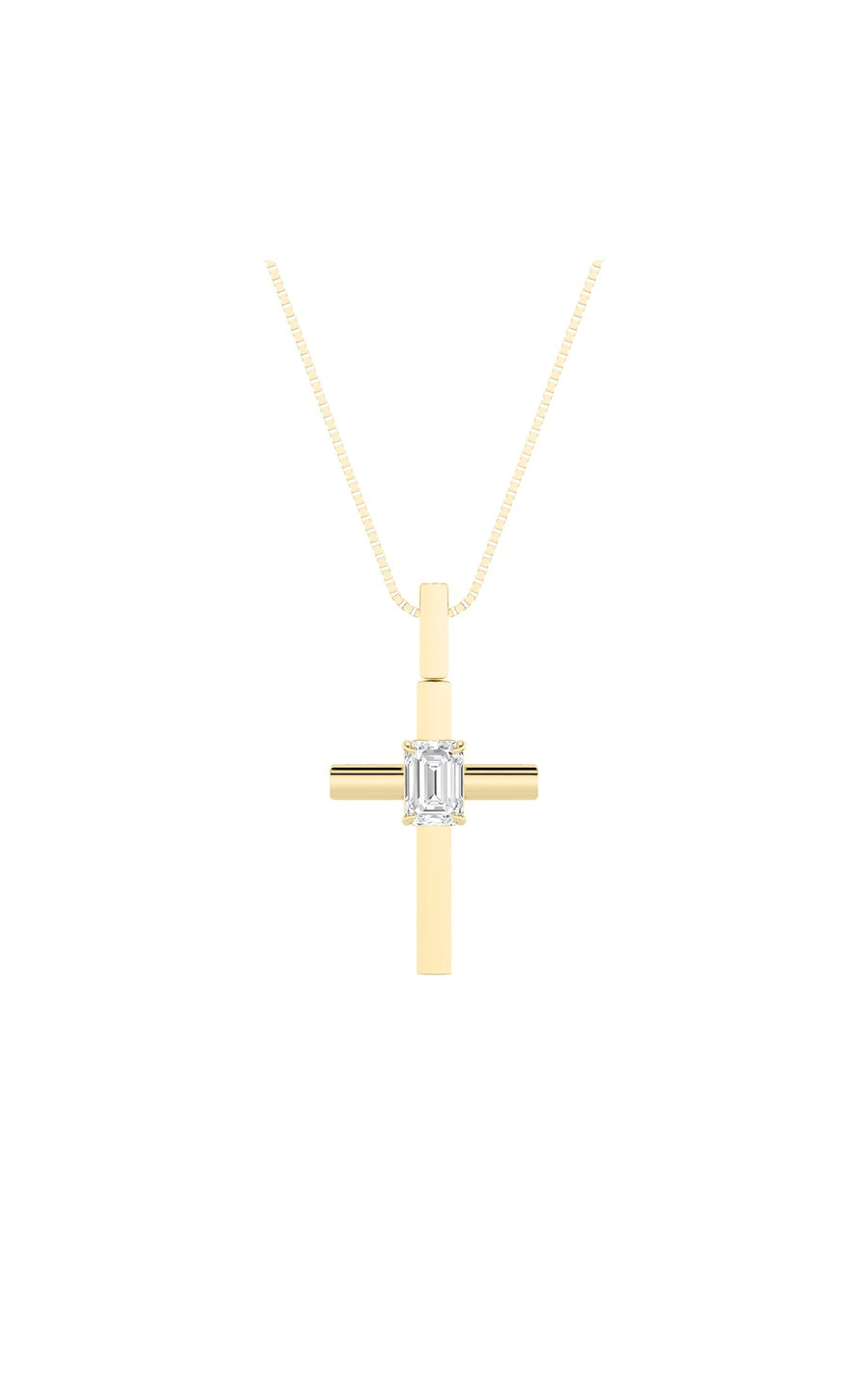 0.5Cttw Emerald Shaped Lab Grown Diamond (F/VS) Cross Pendant in 14K Gold
