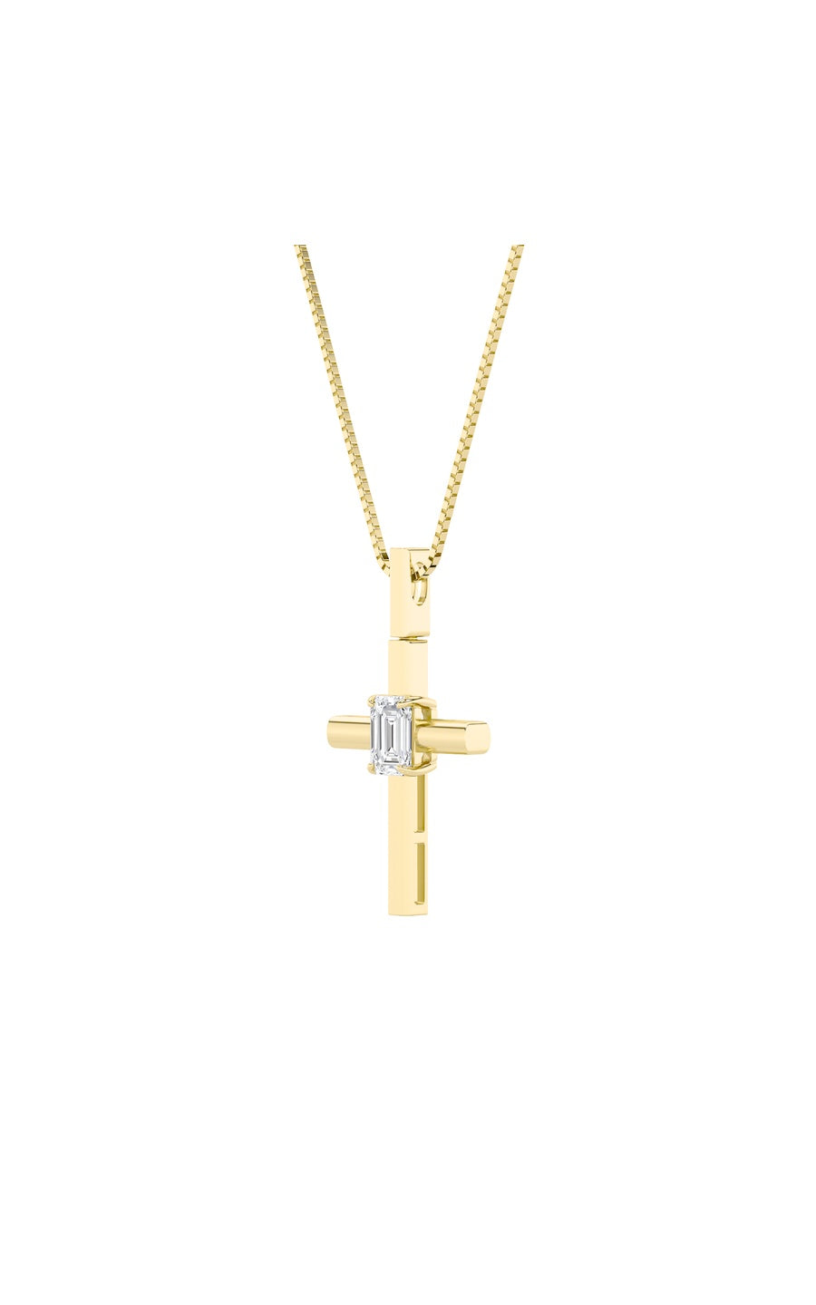 0.5Cttw Emerald Shaped Lab Grown Diamond (F/VS) Cross Pendant in 14K Gold