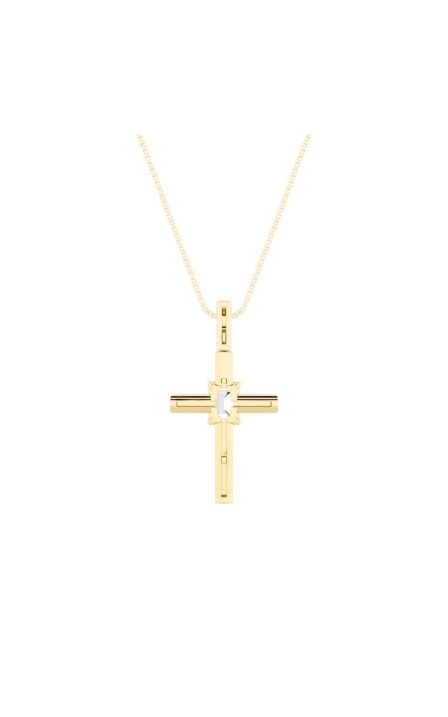 0.5Cttw Emerald Shaped Lab Grown Diamond (F/VS) Cross Pendant in 14K Gold