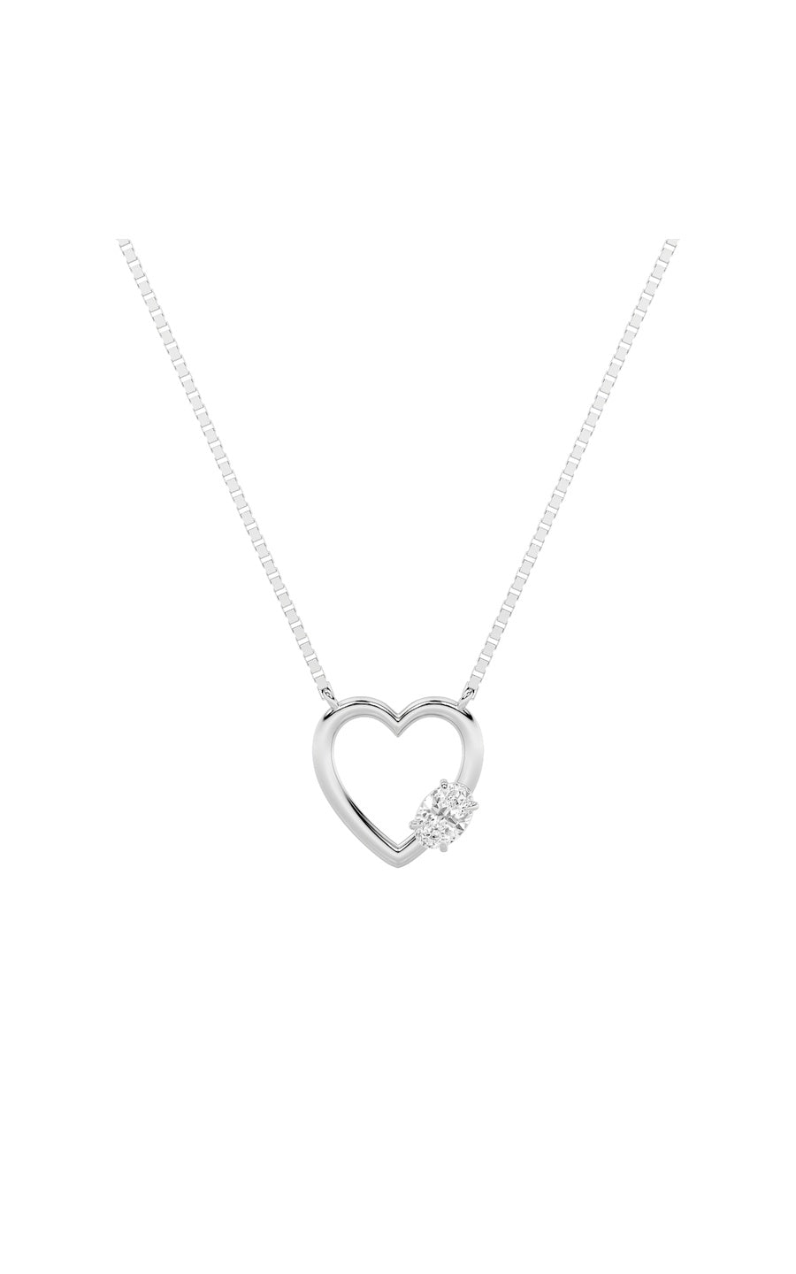 0.5Cttw Oval Shaped Lab Grown Diamond (F/VS) HeartShaped Necklace in 14K Gold