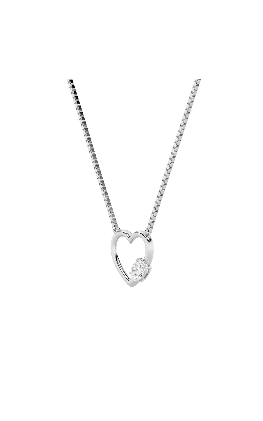 0.5Cttw Oval Shaped Lab Grown Diamond (F/VS) HeartShaped Necklace in 14K Gold