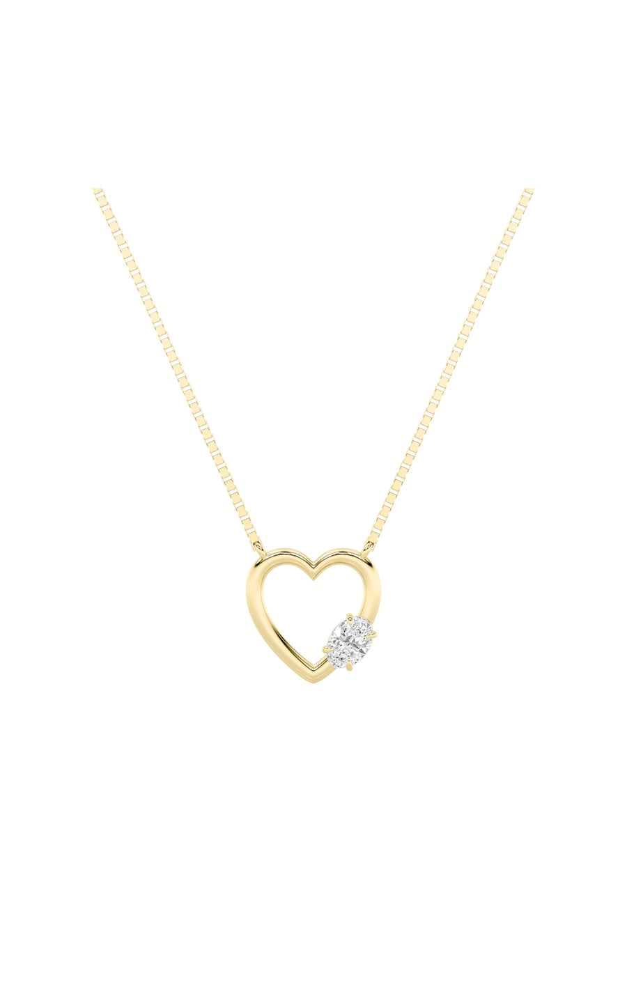 0.5Cttw Oval Shaped Lab Grown Diamond (F/VS) HeartShaped Necklace in 14K Gold