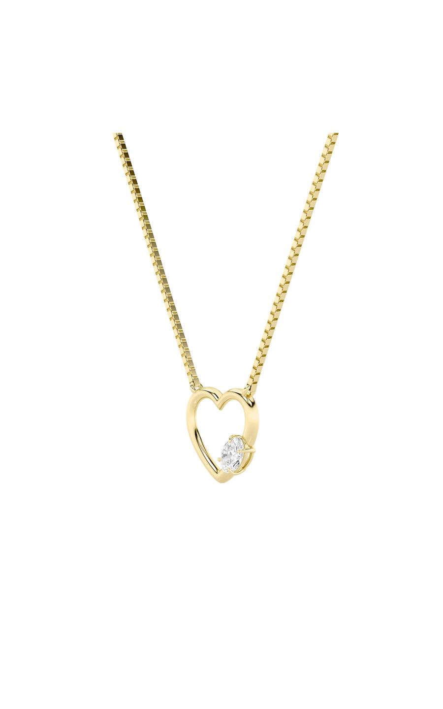 0.5Cttw Oval Shaped Lab Grown Diamond (F/VS) HeartShaped Necklace in 14K Gold