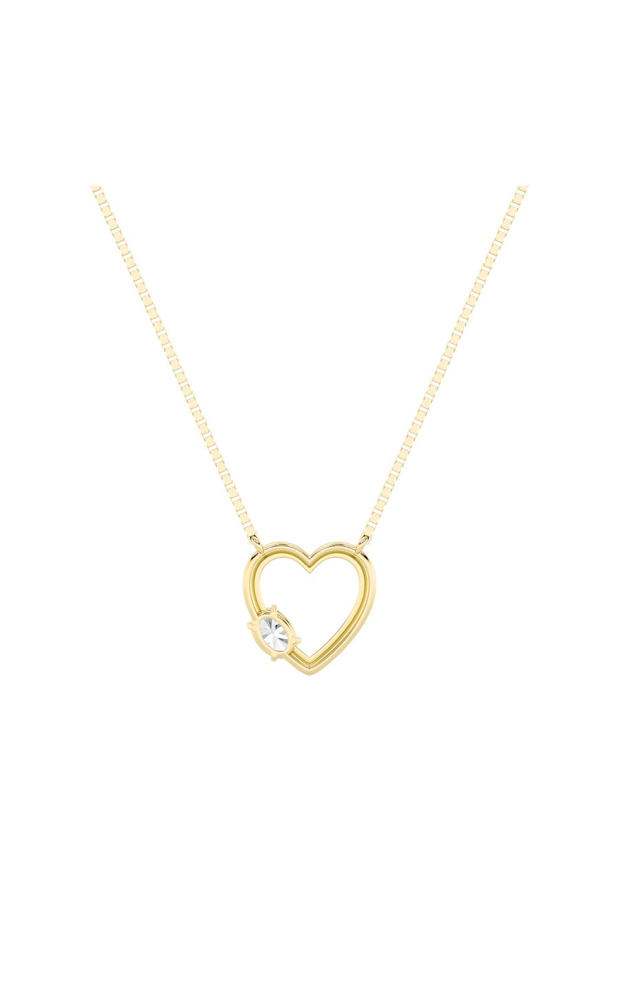 0.5Cttw Oval Shaped Lab Grown Diamond (F/VS) HeartShaped Necklace in 14K Gold