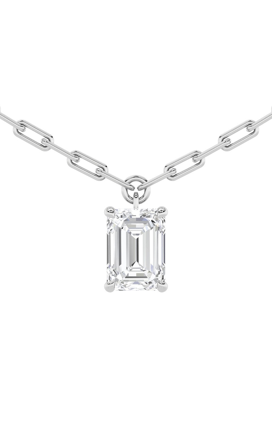 2Cttw Emerald Shaped Lab Grown Diamond (F/VS) Strata Chic Collection Necklace in 14K Gold