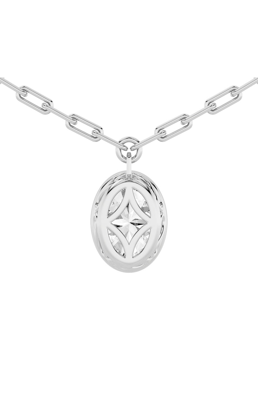 2Cttw Oval Shaped Lab Grown Diamond (F/VS) StrataChic Collection Necklace in 14K Gold