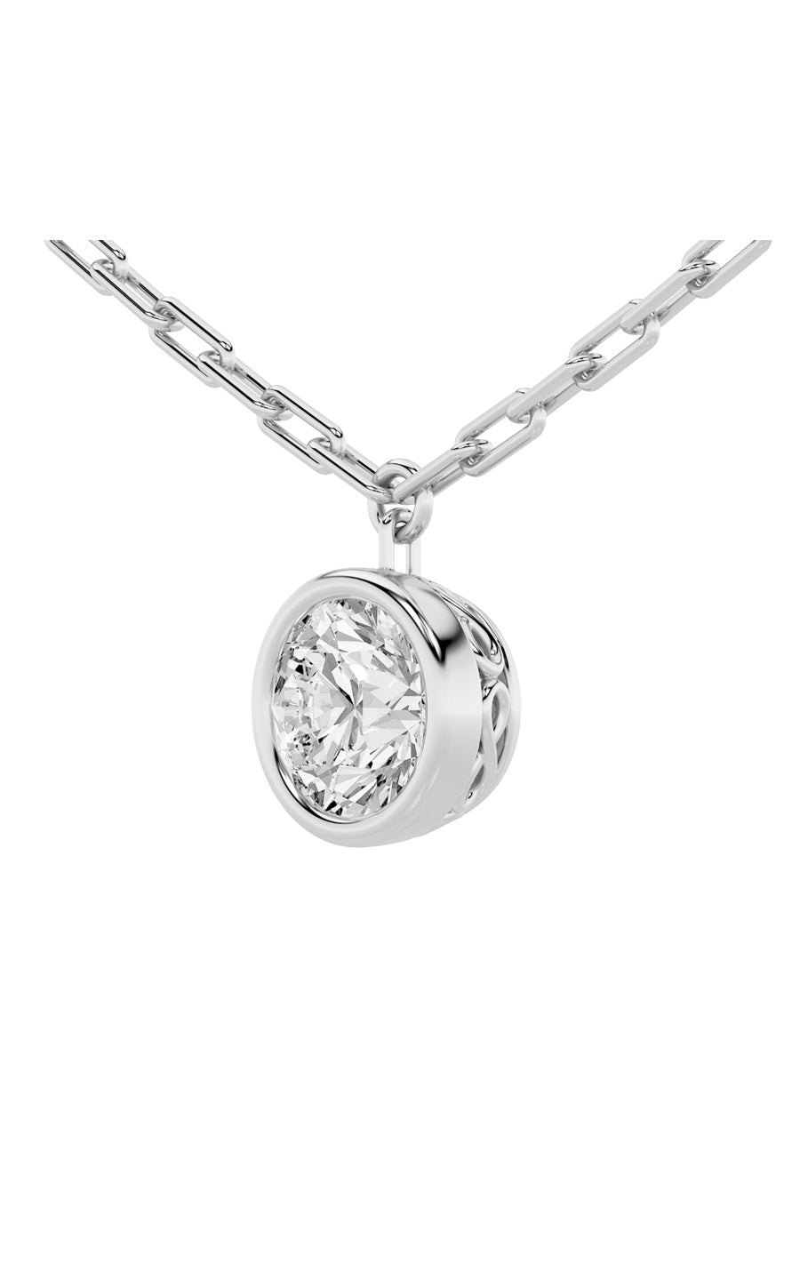 2Cttw Round Shaped Lab Grown Diamond (F/VS) StrataChic Collection Necklace in 14K Gold