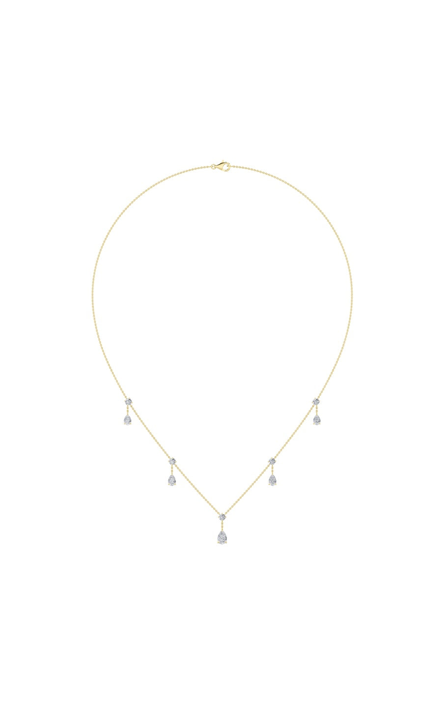 3Cttw Pear Shaped Lab Grown Diamond (F/VS) Solitaire Necklace in 14K Gold