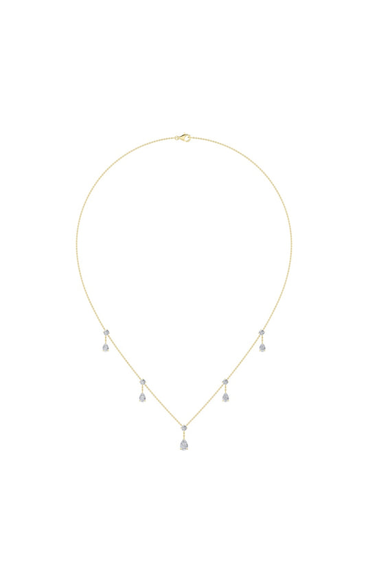 3Cttw Pear Shaped Lab Grown Diamond (F/VS) Solitaire Necklace in 14K Gold