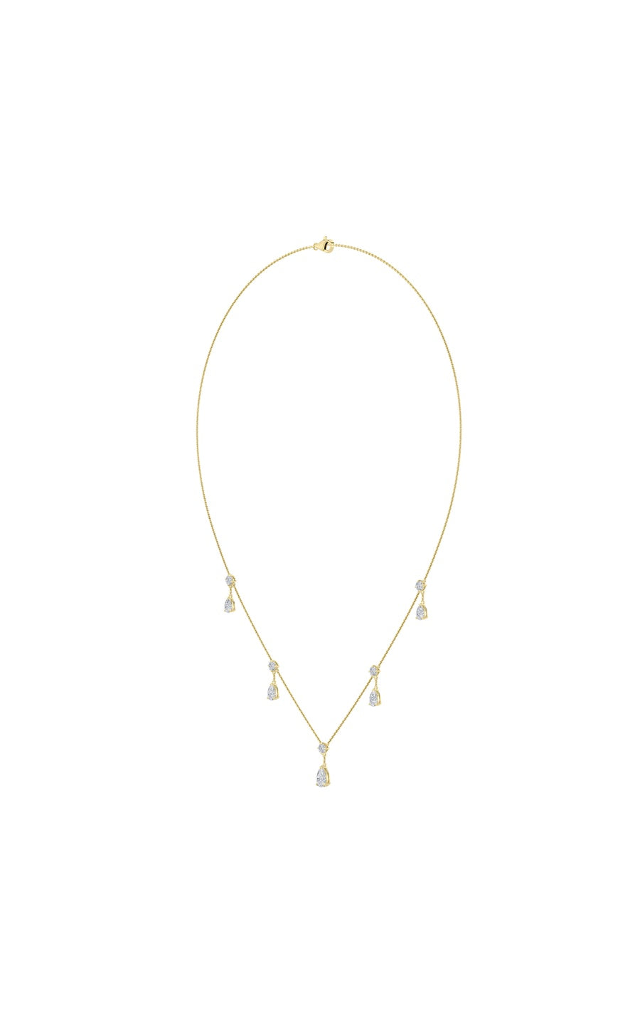 3Cttw Pear Shaped Lab Grown Diamond (F/VS) Solitaire Necklace in 14K Gold