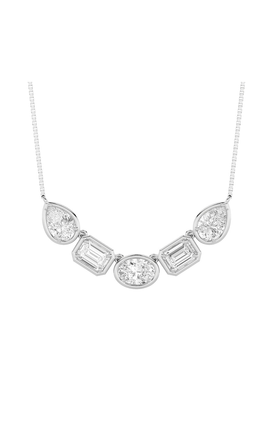 2.5Cttw Oval Shaped Lab Grown Diamond (F/VS) FiveStone Necklace in 14K Gold
