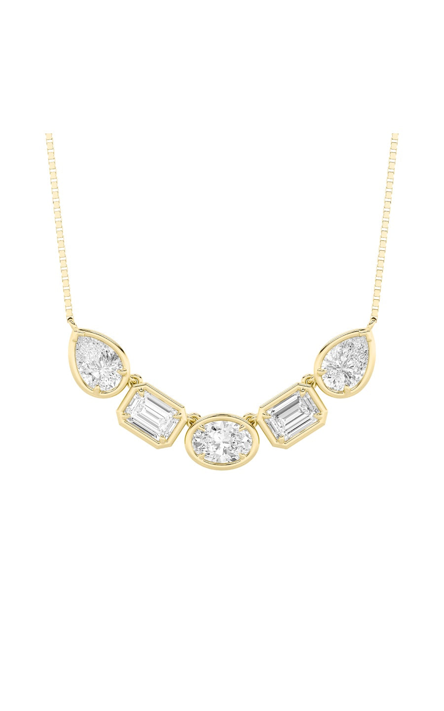 2.5Cttw Oval Shaped Lab Grown Diamond (F/VS) FiveStone Necklace in 14K Gold