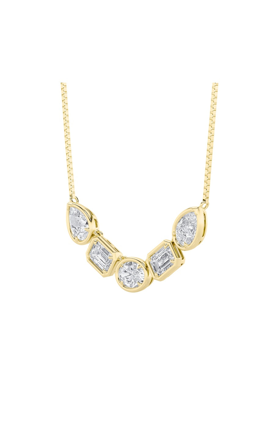 2.5Cttw Oval Shaped Lab Grown Diamond (F/VS) FiveStone Necklace in 14K Gold