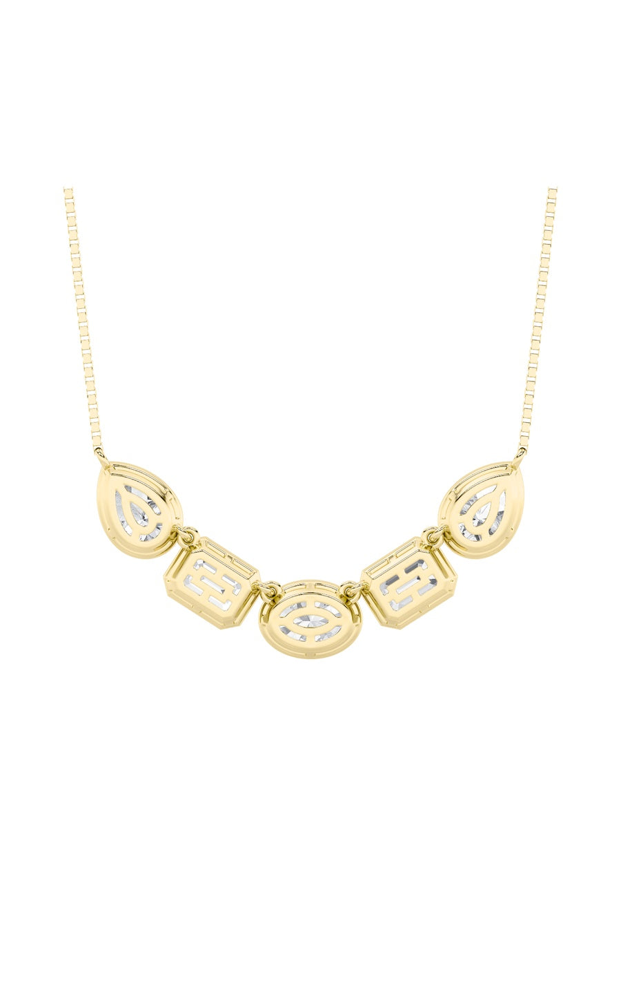 2.5Cttw Oval Shaped Lab Grown Diamond (F/VS) FiveStone Necklace in 14K Gold