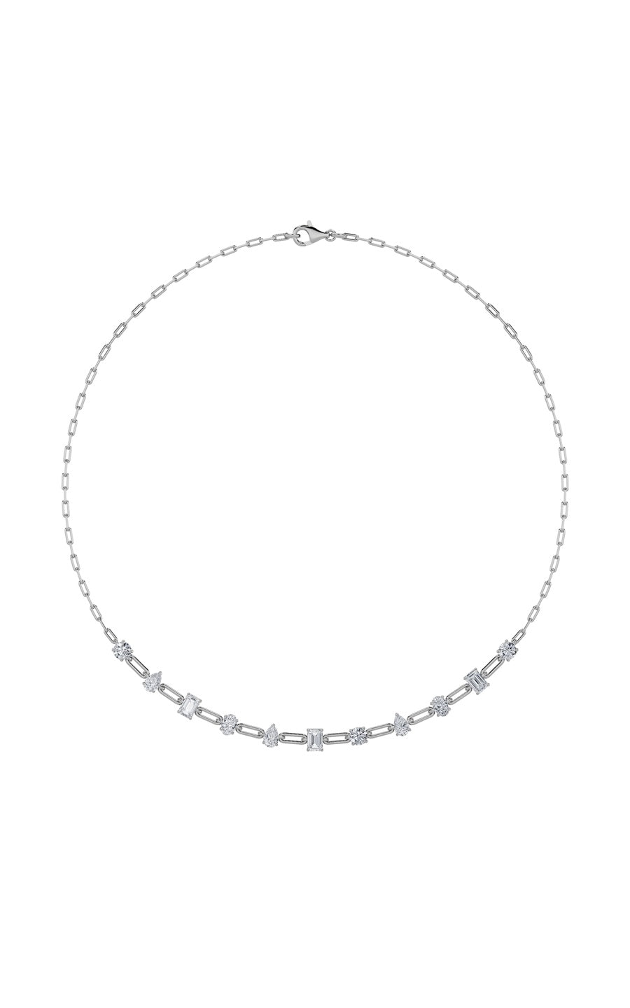 4Cttw Emerald, Pear, Oval and Round Shaped Lab Grown Diamond (F/VS) Station Necklace in 14K Gold