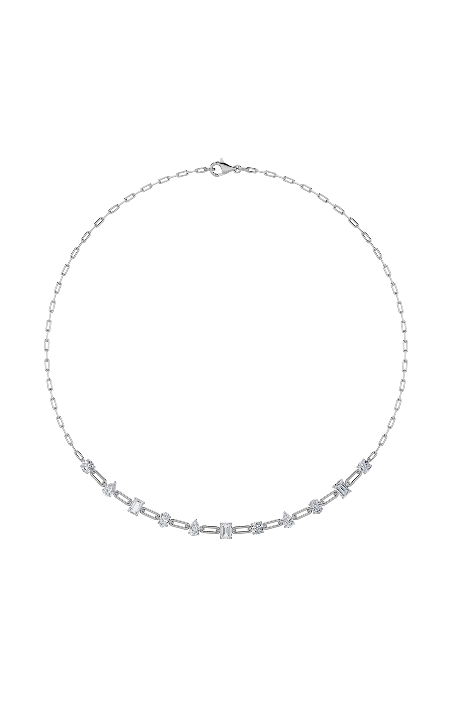 4Cttw Emerald, Pear, Oval and Round Shaped Lab Grown Diamond (F/VS) Station Necklace in 14K Gold