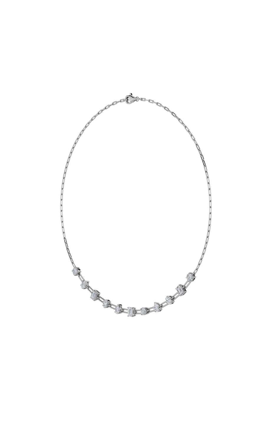 4Cttw Emerald, Pear, Oval and Round Shaped Lab Grown Diamond (F/VS) Station Necklace in 14K Gold