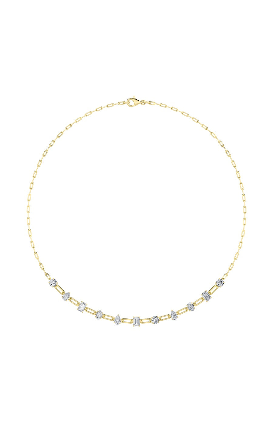 4Cttw Emerald, Pear, Oval and Round Shaped Lab Grown Diamond (F/VS) Station Necklace in 14K Gold