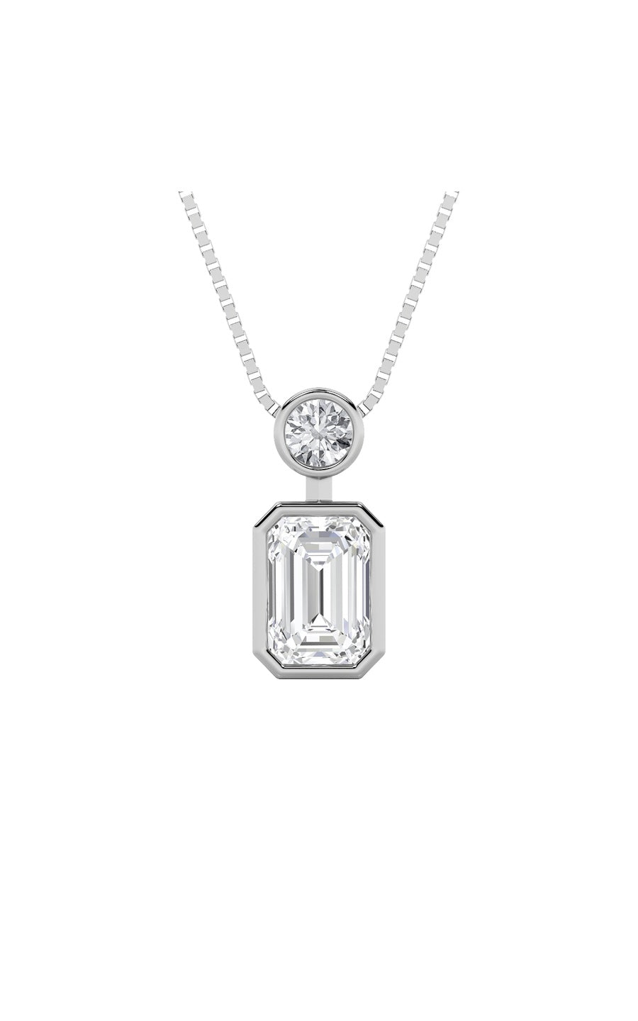 1Cttw Emerald Shaped Lab Grown Diamond (F/VS) Toiet Moi Fashiion Pendant in 14K Gold