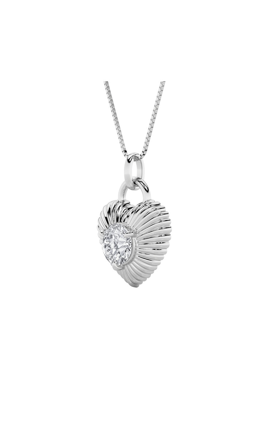 1.5Cttw Round Shaped Lab Grown Diamond (F/VS) Heart Shaped Pendant in 14K Gold