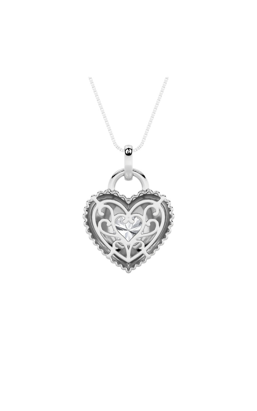 1.5Cttw Round Shaped Lab Grown Diamond (F/VS) Heart Shaped Pendant in 14K Gold