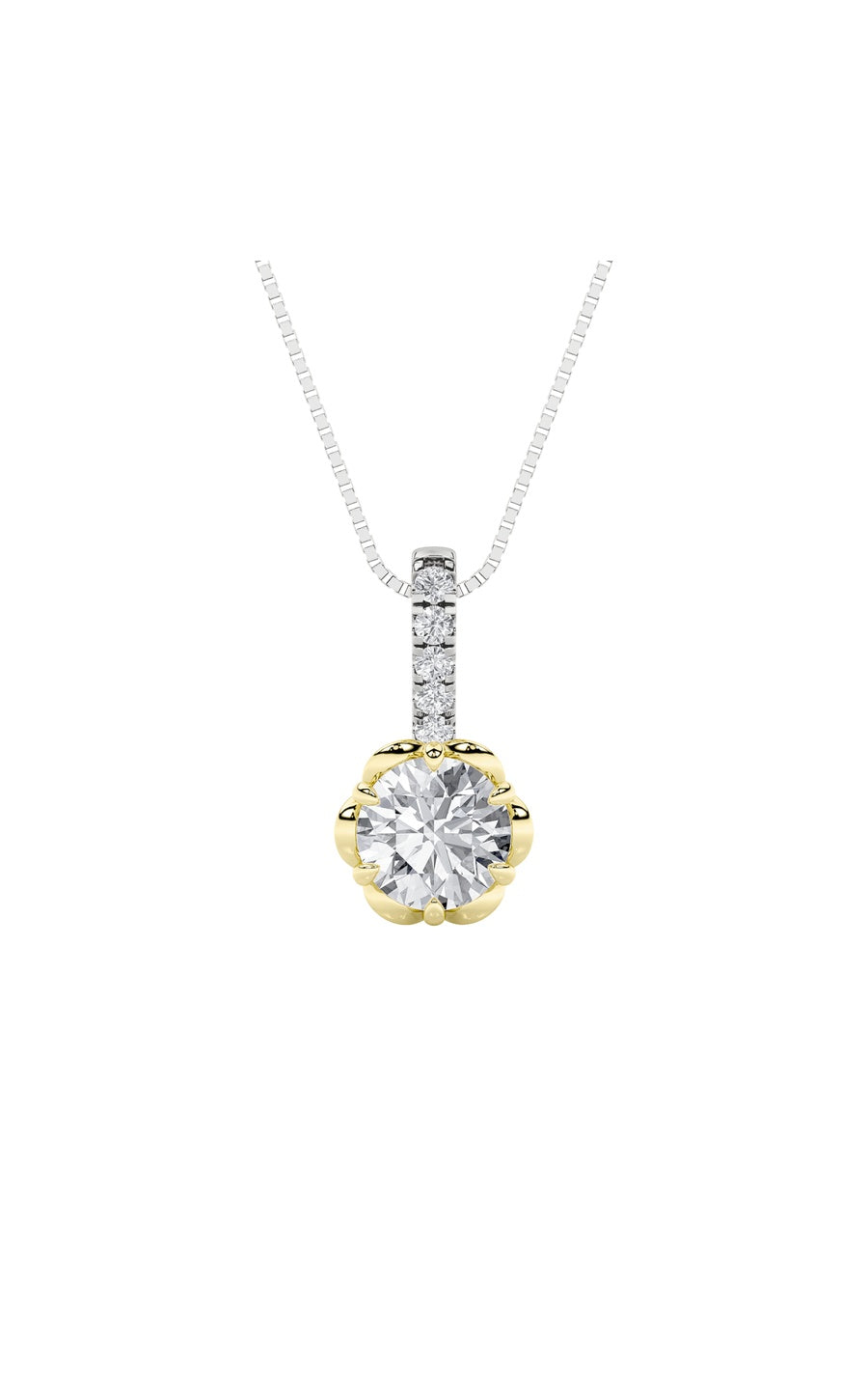 1.5Cttw Round Shaped Lab Grown Diamond (F/VS) TwoTone  Pendant in 14K Gold