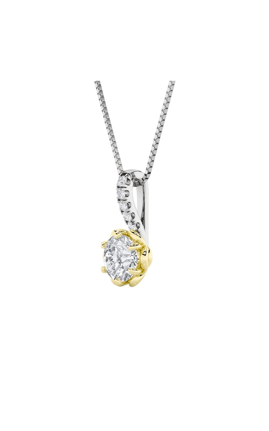 1.5Cttw Round Shaped Lab Grown Diamond (F/VS) TwoTone  Pendant in 14K Gold