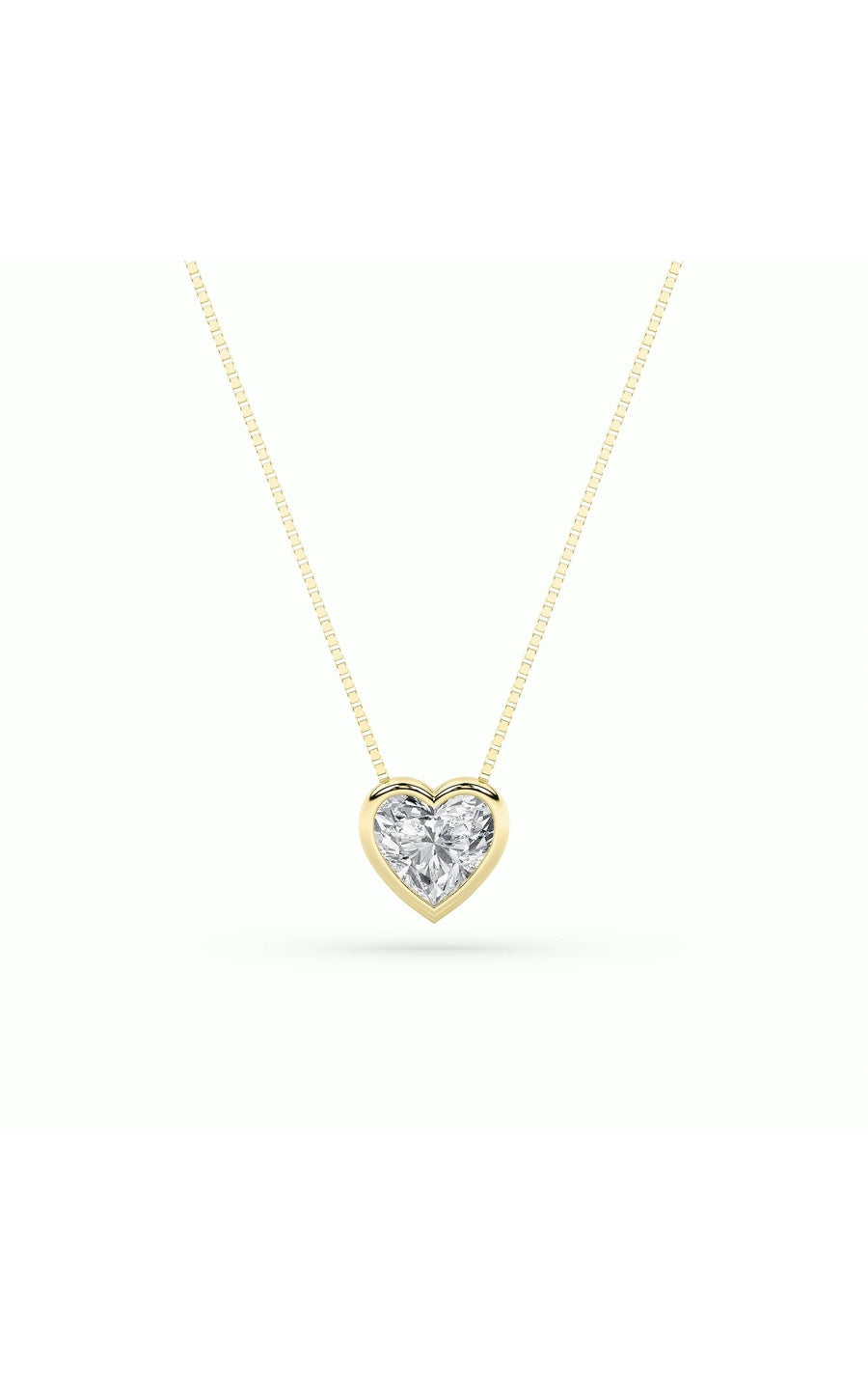 1Cttw Heart Shaped Lab Grown Diamond (F/VS) BezelSet Solitaire Pendant in 14K Gold