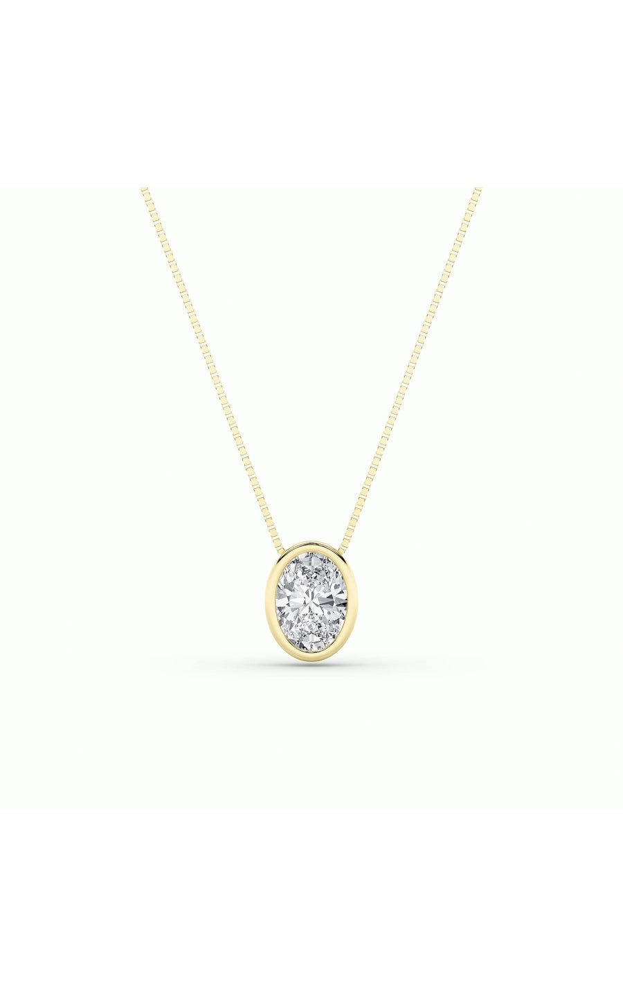 1Cttw Oval Shaped Lab Grown Diamond (F/VS) Bezel Set Solitaire Pendant in 14K Gold