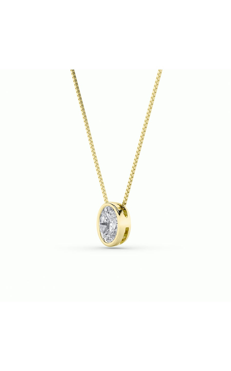1Cttw Oval Shaped Lab Grown Diamond (F/VS) Bezel Set Solitaire Pendant in 14K Gold