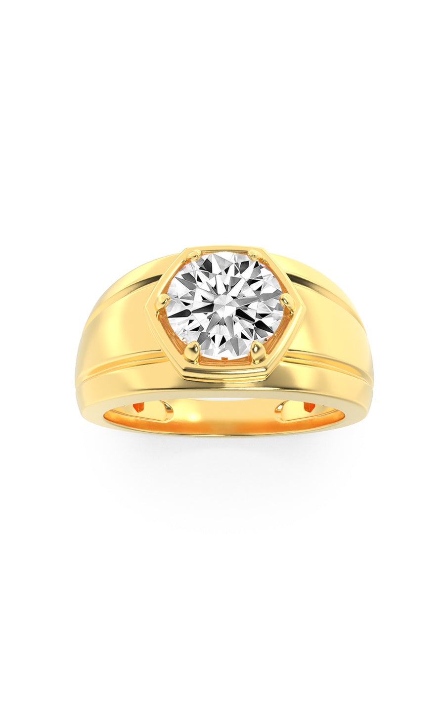 2Cttw Round Shaped Lab Grown Diamond (F/VS) Mens Ring in 14K White Gold