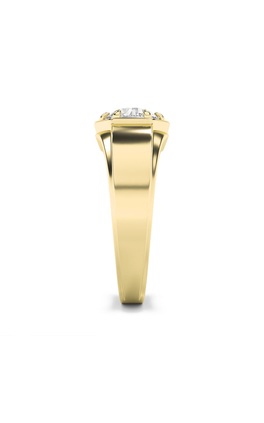 2Cttw Round Shaped Lab Grown Diamond (F/VS) Mens Ring in 14K Yellow Gold