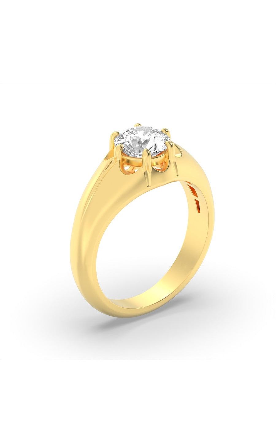 2Cttw Round Shaped Lab Grown Diamond (F/VS) Mens Ring in 14K Gold