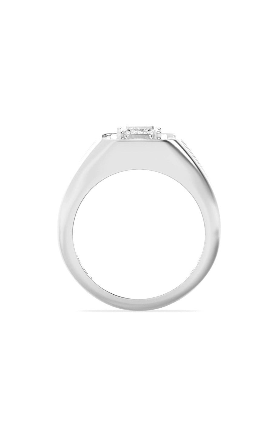 2Cttw Emerald Shaped Lab Grown Diamond (F/VS) MensRing in 14K White Gold
