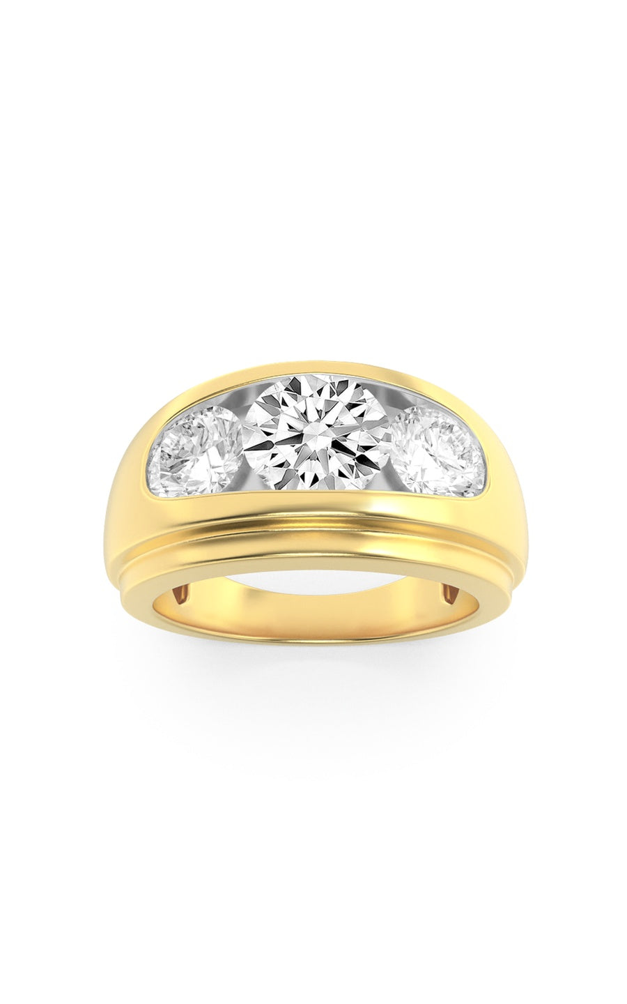 3Cttw Round Shaped Lab Grown Diamond (G/VS) Mens Ring in 14K Gold