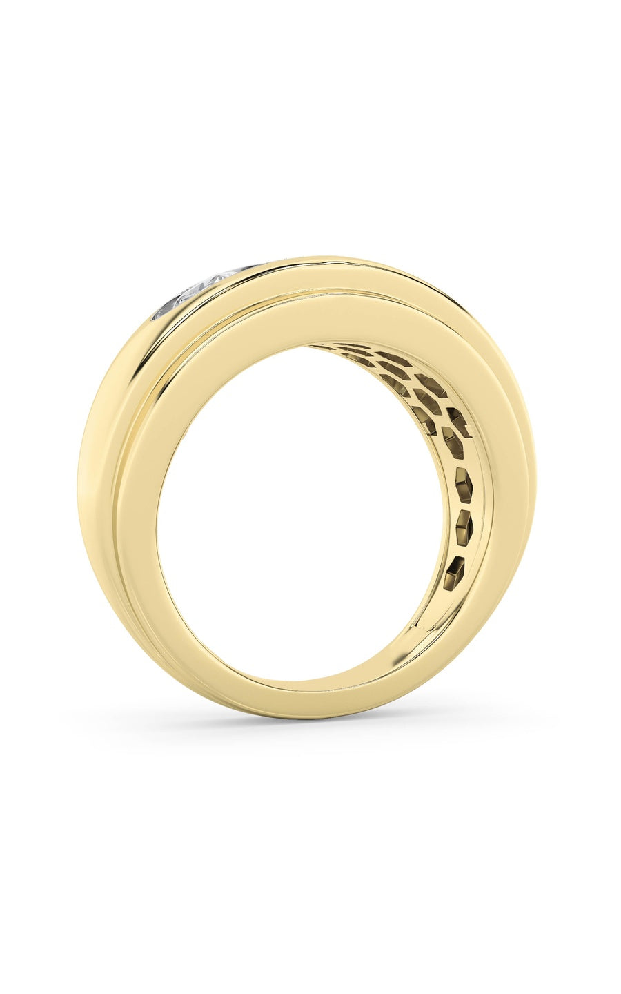 3CTW Round Shaped Lab Grown Diamond (G/VS) Mens Ring in 14K Gold
